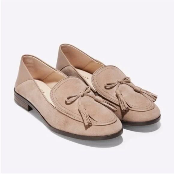 Cole Haan Pinch Soft Tassel Loafer in Stone Suede - Picture 1 of 8